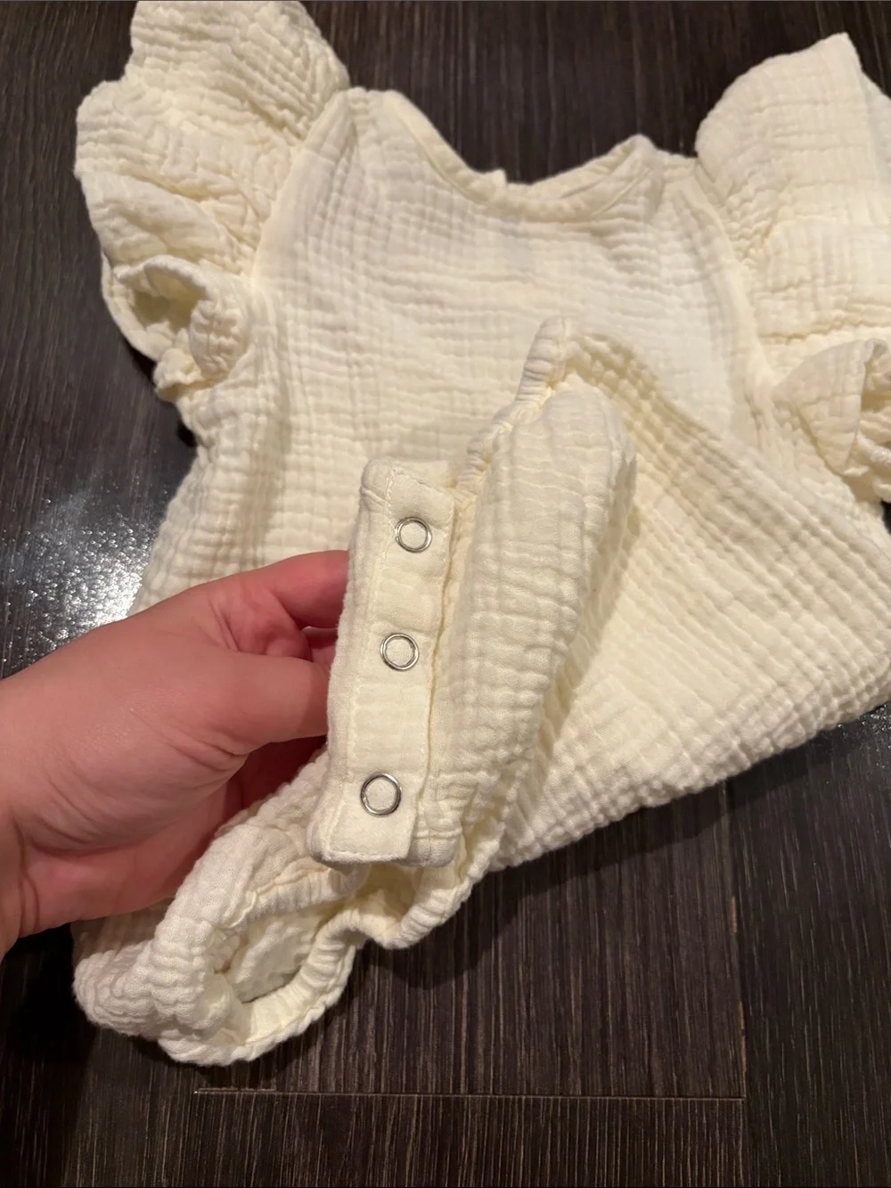 Oat 100% cotton light yellow ruffle sleeve onesie